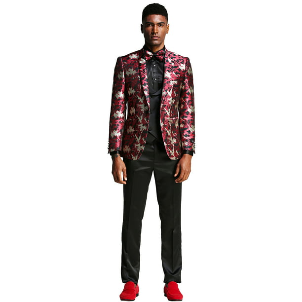 Mens Suits Blazer Floral Printed Slim Fit Coats Dress Formal Tops Design Jackets